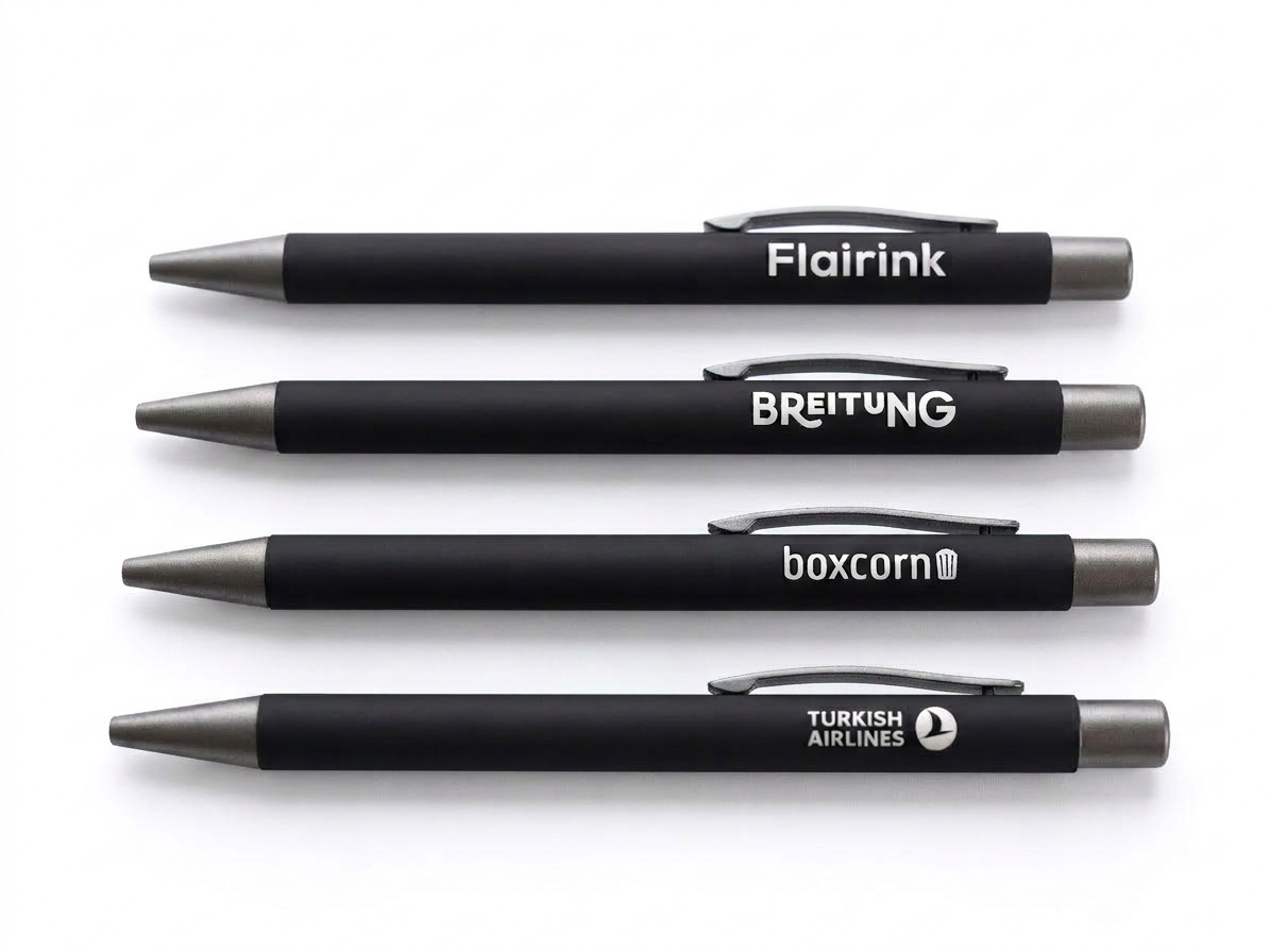 Hochwertige schwarze Metallkugelschreiber mit individueller Gravur